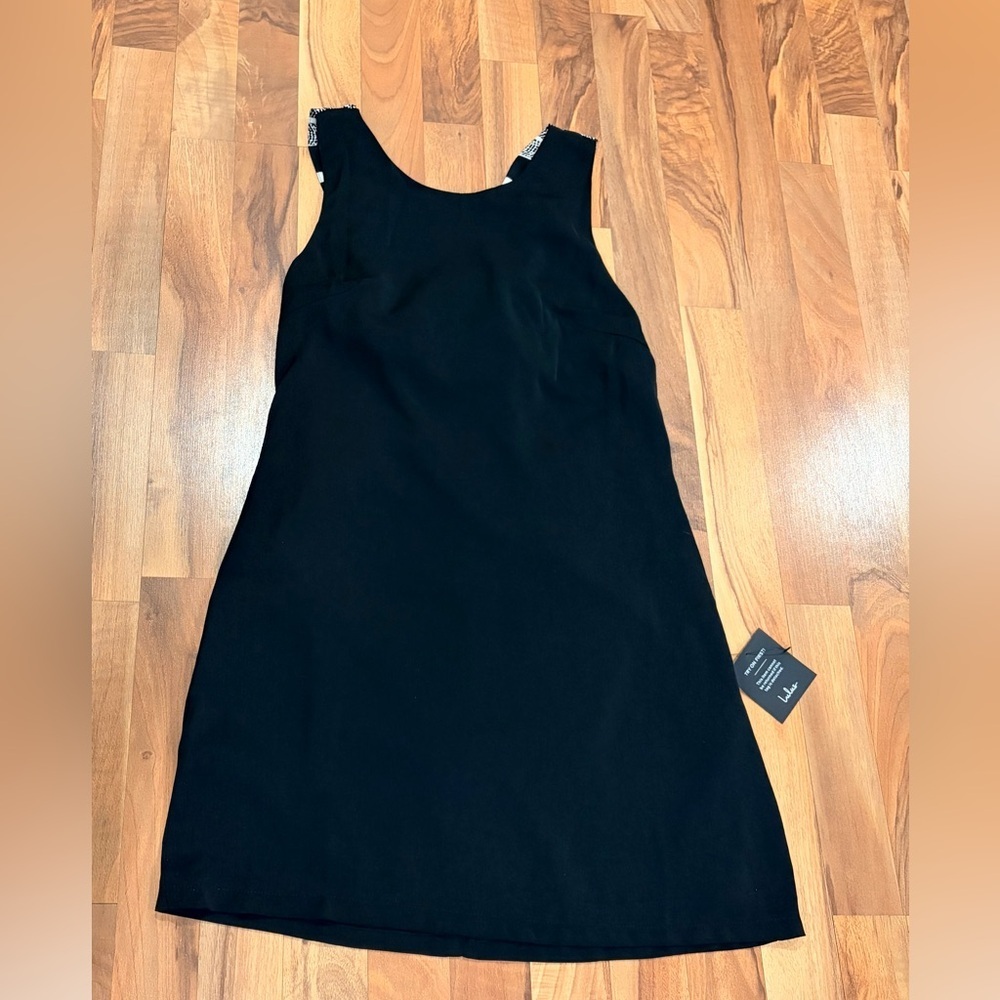 Lulu's Black and White Striped Bow Dress - Picture 4 of 8